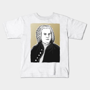 Johann Sebastian Bach in black, white and gold Kids T-Shirt